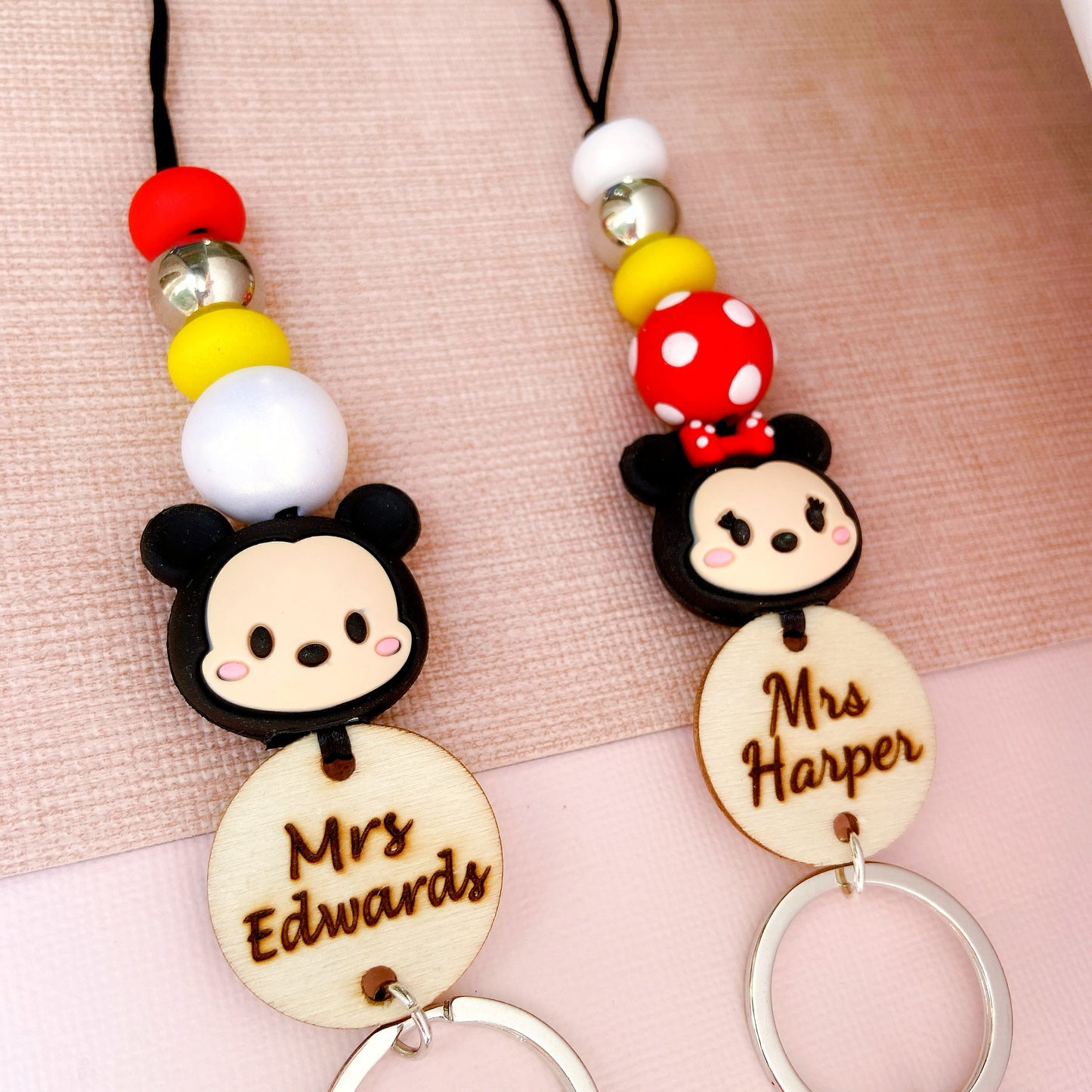 Mickey and Minnie Mouse Teacher ID Key Lanyard