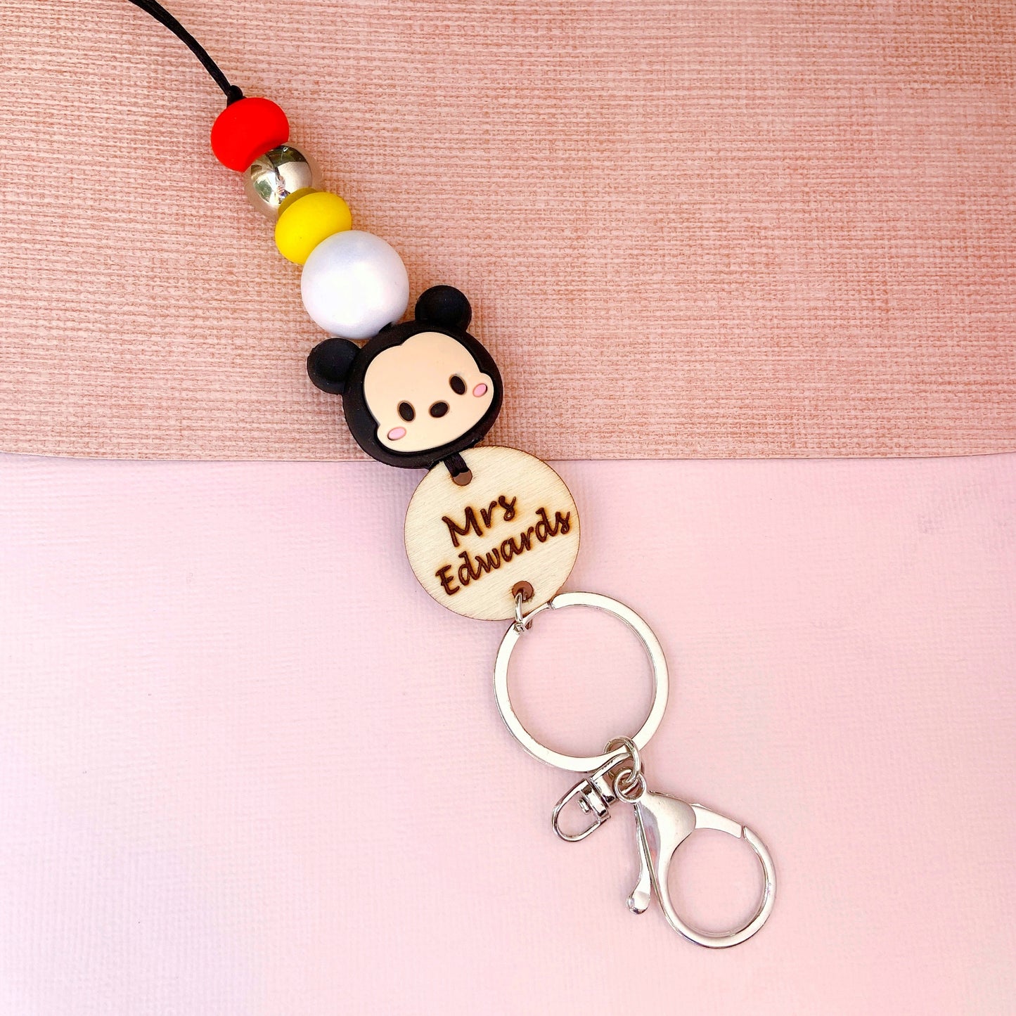 Mickey and Minnie Mouse Teacher ID Key Lanyard