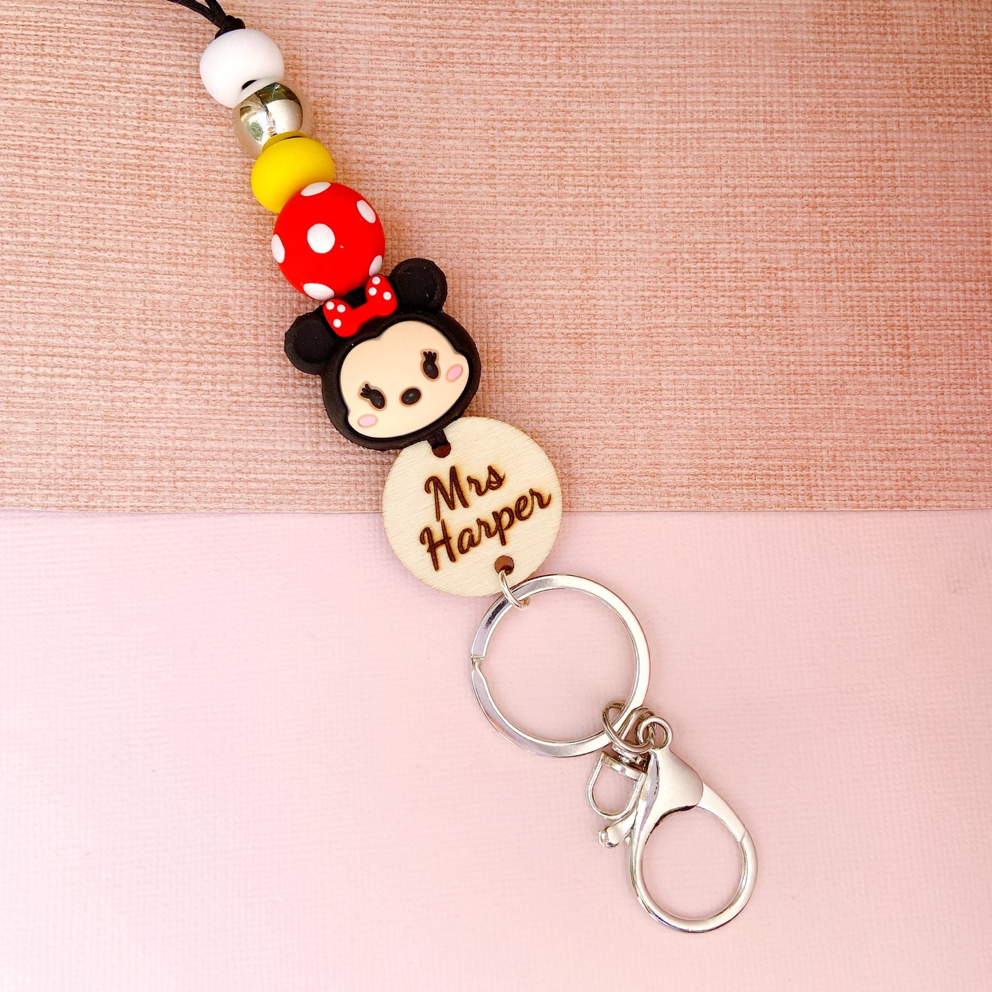 Mickey and Minnie Mouse Teacher ID Key Lanyard