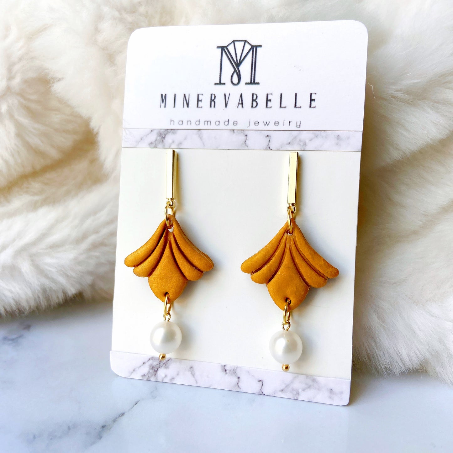 Coral Pink Ginkgo Petal Earrings with Freshwater Pearl – Elegant Collection