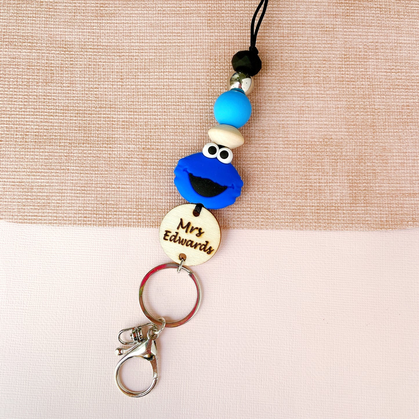 Elmo and Cookie Monster Personalized Name Teacher ID Key Lanyard
