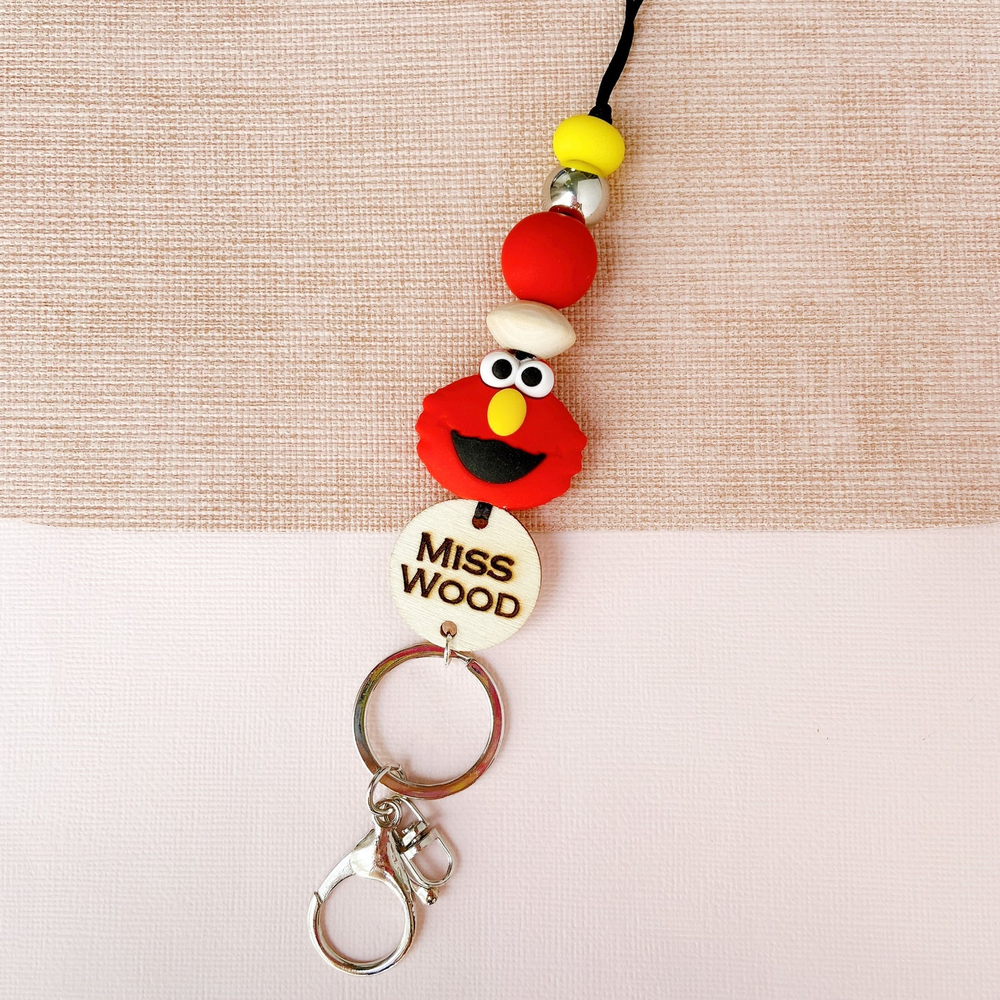 Elmo and Cookie Monster Personalized Name Teacher ID Key Lanyard