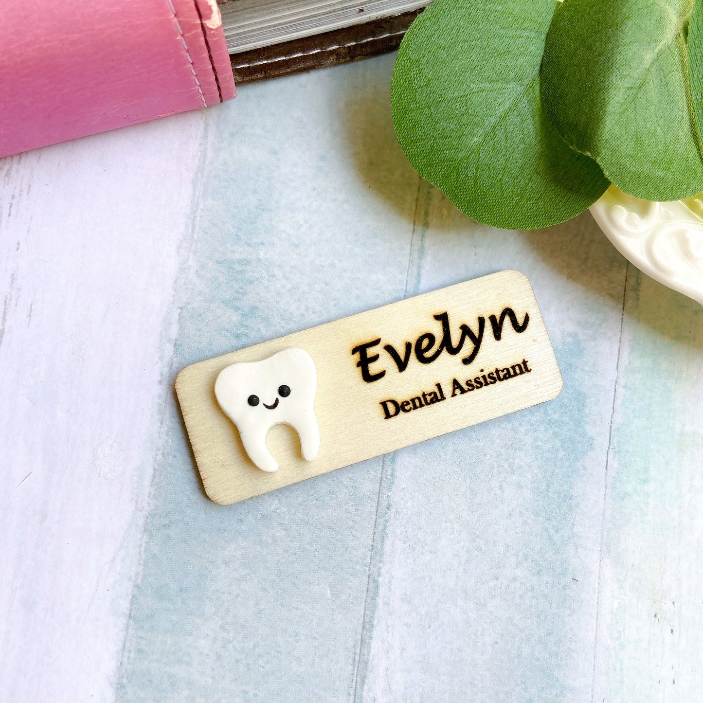 Handmade 3D Male Face Tooth Dental Theme Personalised Name Tag