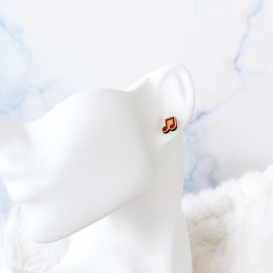 Wooden Music Note Hypoallergenic Earring Studs