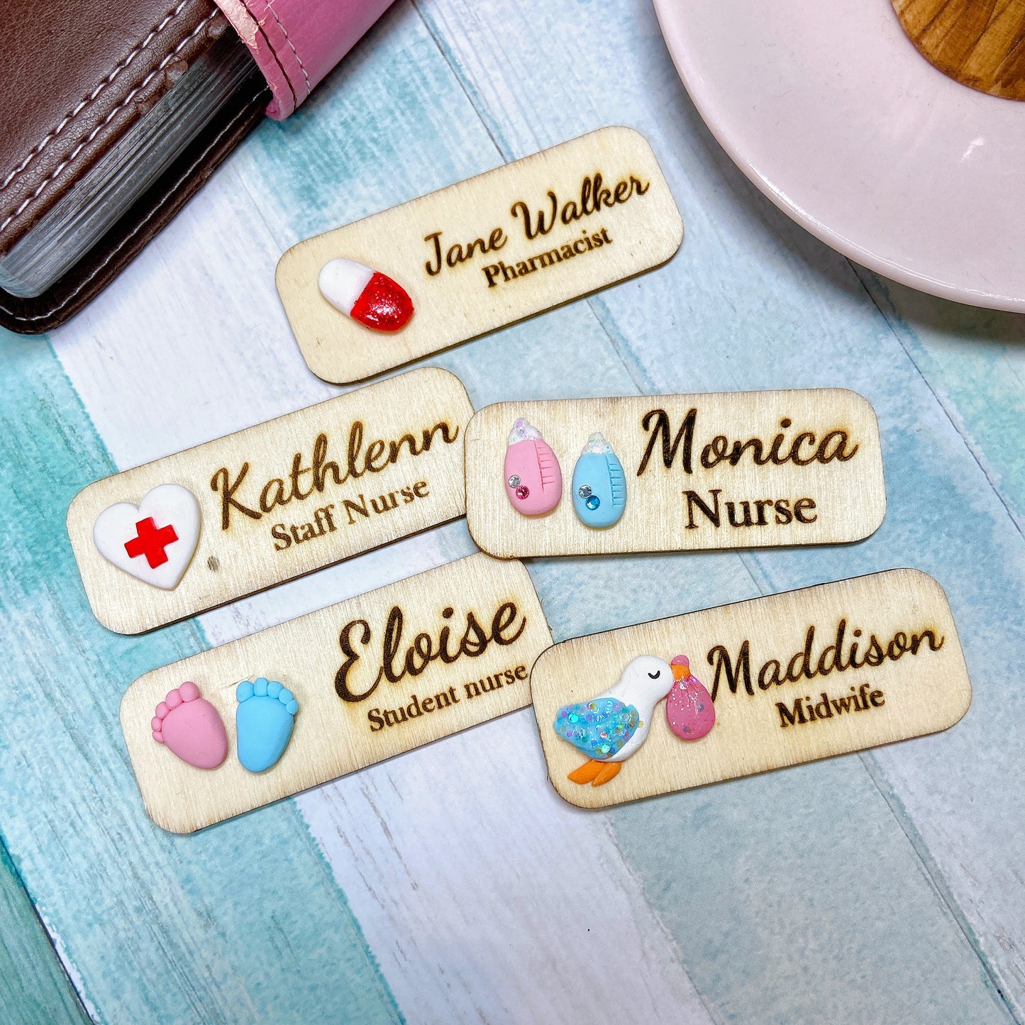Handmade 3D Red Pill Obstetrics Midwife Personalised Name Tag