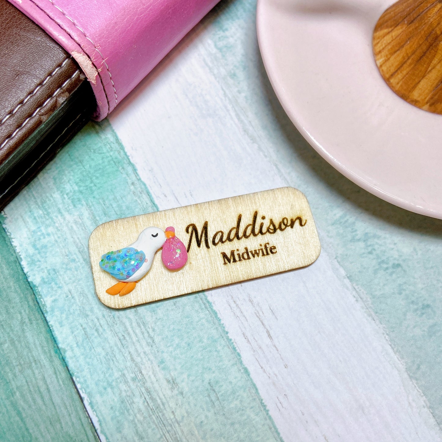 Handmade 3D Red Pill Obstetrics Midwife Personalised Name Tag