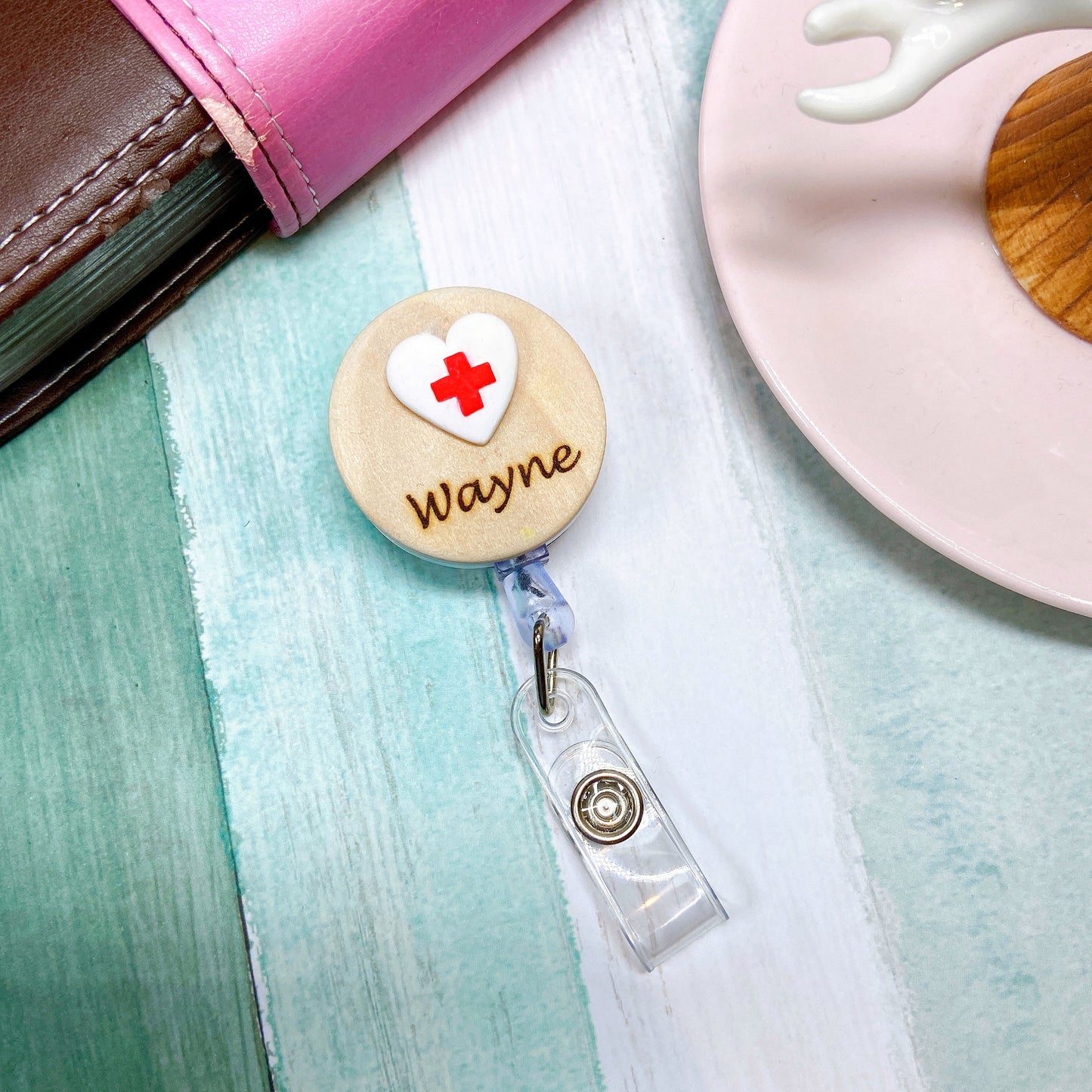 Handmade 3D Milk Bottle Obstetrics Midwife Personalized Name Badge Reel