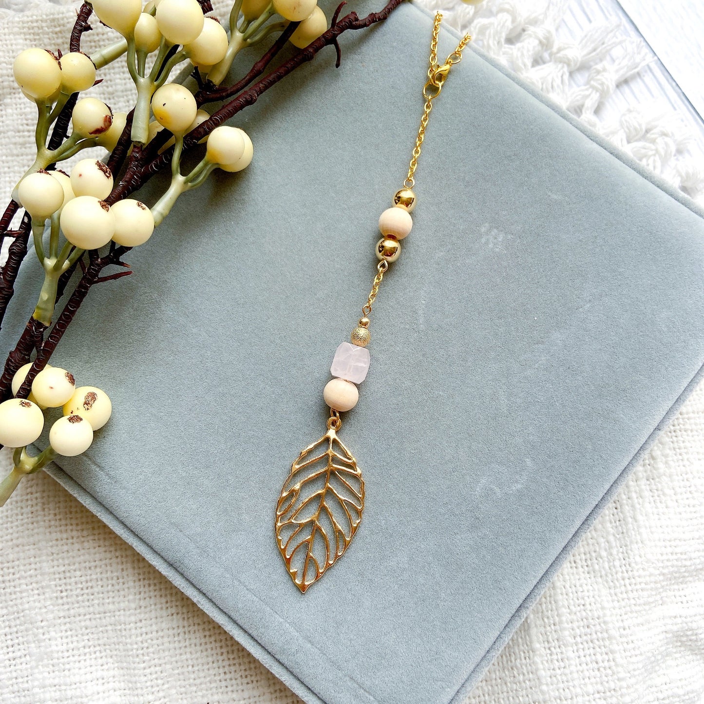 Natural Stone Bible Message with Gold Leaf Essential Oil Car Hanging Charm