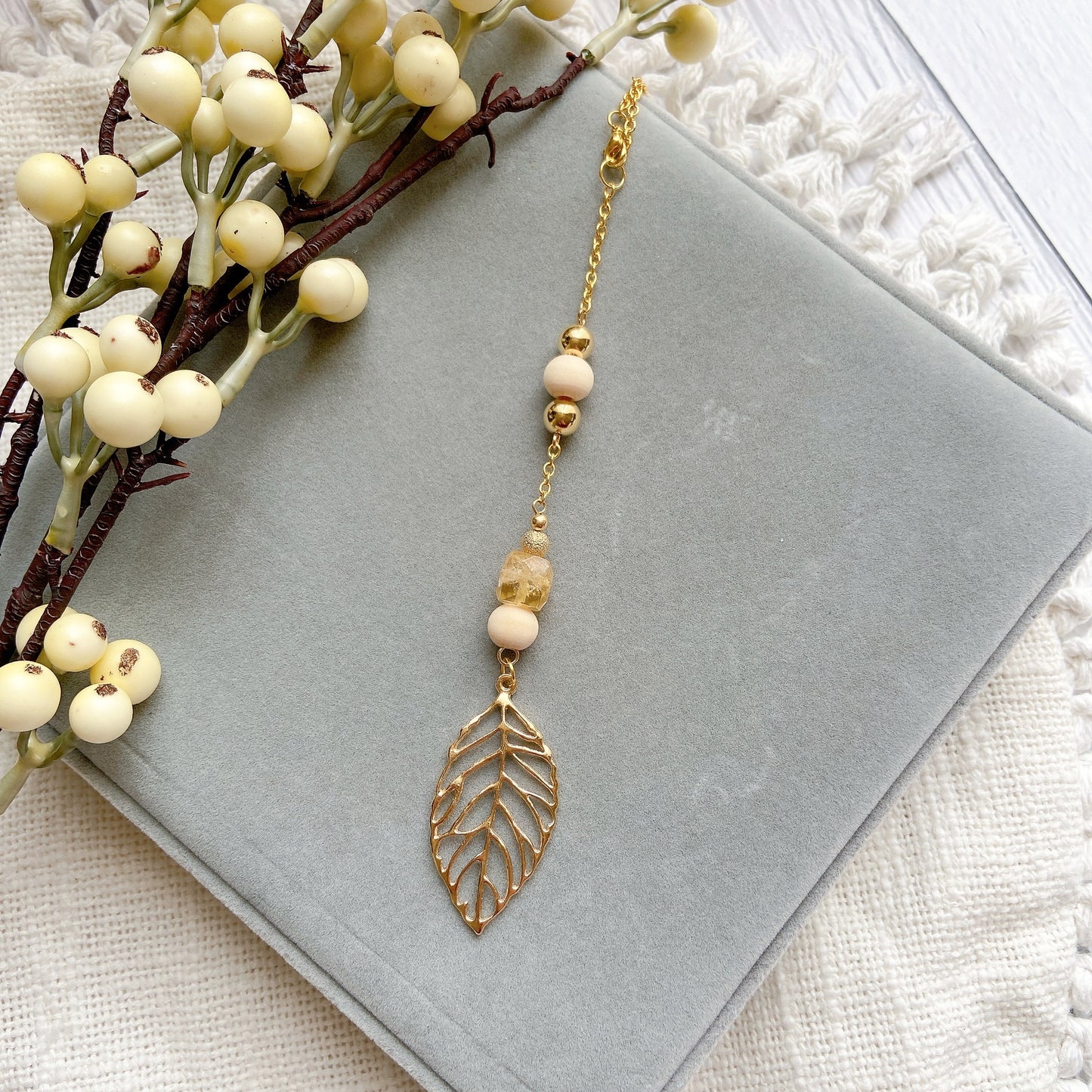 Natural Stone Bible Message with Gold Leaf Essential Oil Car Hanging Charm