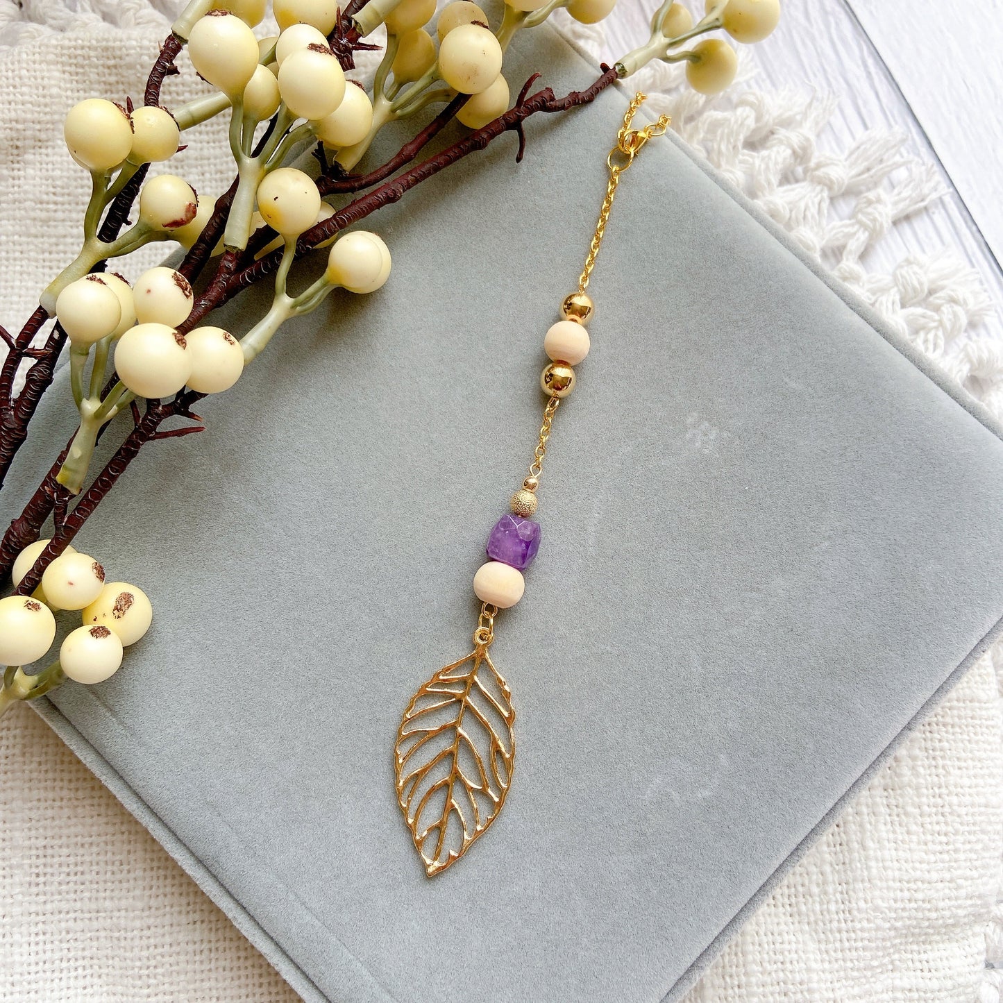 Natural Stone Bible Message with Gold Leaf Essential Oil Car Hanging Charm