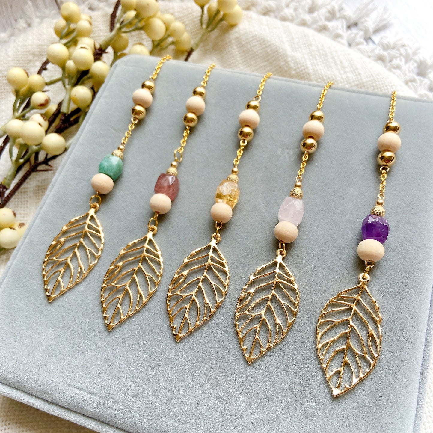 Natural Stone Bible Message with Gold Leaf Essential Oil Car Hanging Charm