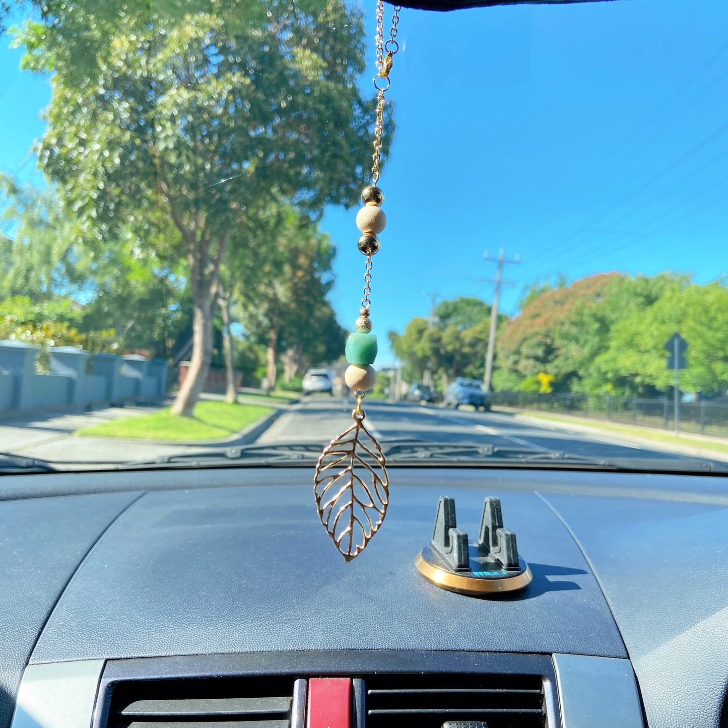 Strawberry Quartz Bible Message with Gold Leaf Essential Oil Car Hanging Charm