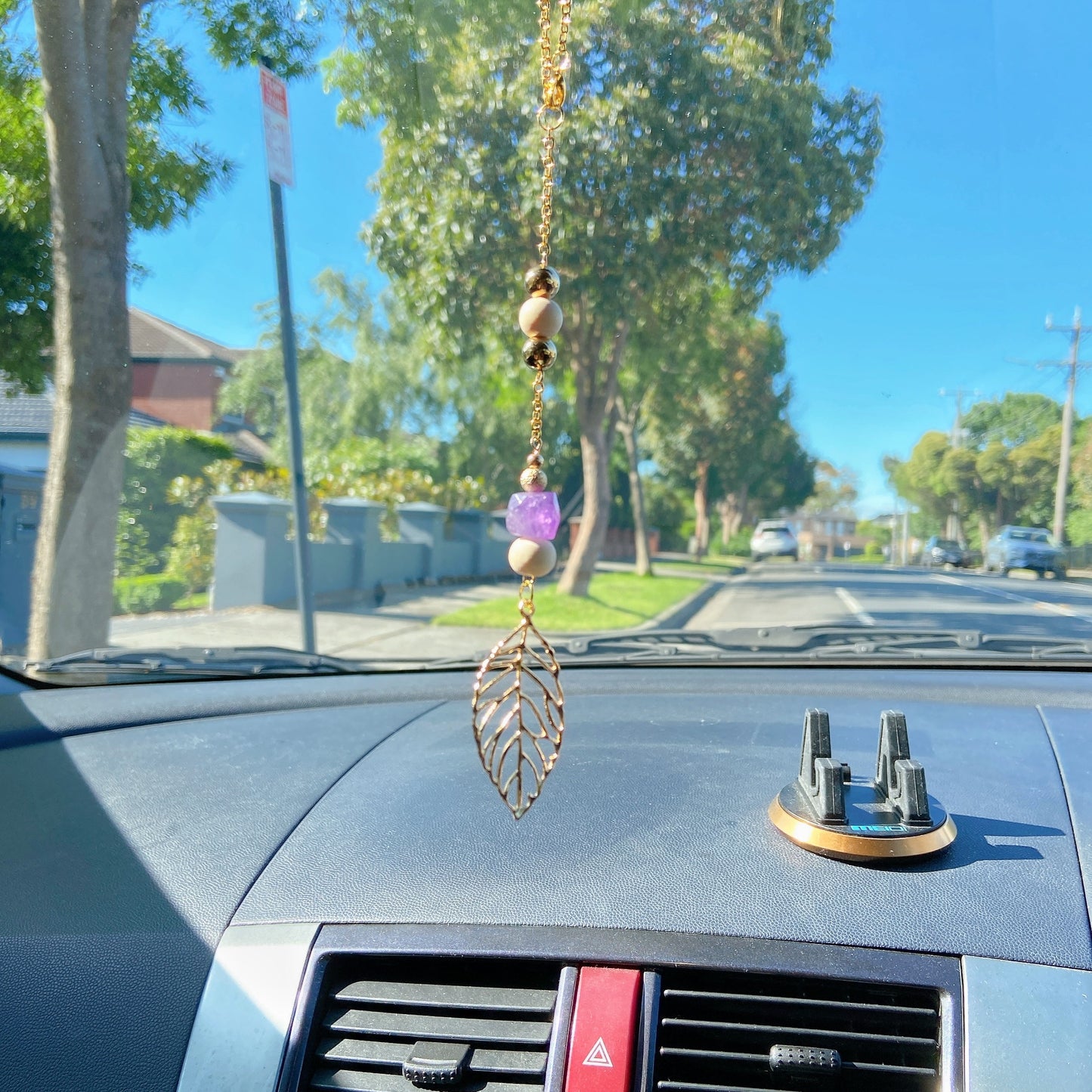 Natural Stone Bible Message with Gold Leaf Essential Oil Car Hanging Charm