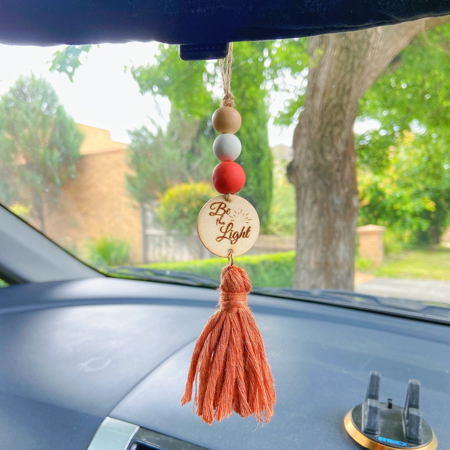 Dark Amber Bible Verse Yarn Tassel Essential Oil Car Diffuser Hanging Charm