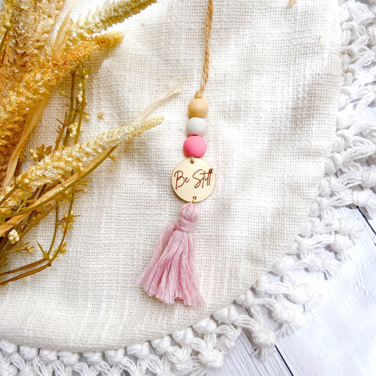 Pink Bible Verse Yarn Tassel Essential Oil Car Diffuser Hanging Charm