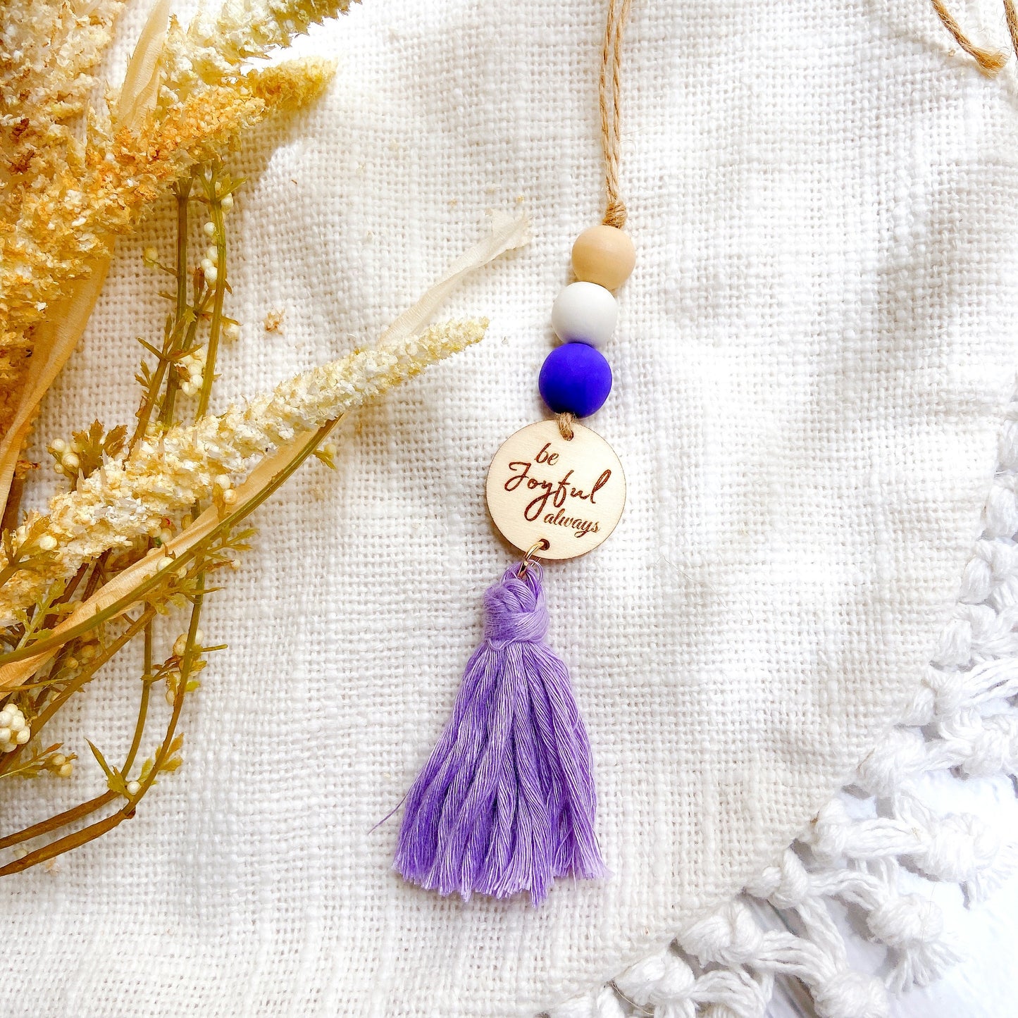 Pink Bible Verse Yarn Tassel Essential Oil Car Diffuser Hanging Charm