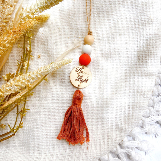 Dark Amber Bible Verse Yarn Tassel Essential Oil Car Diffuser Hanging Charm