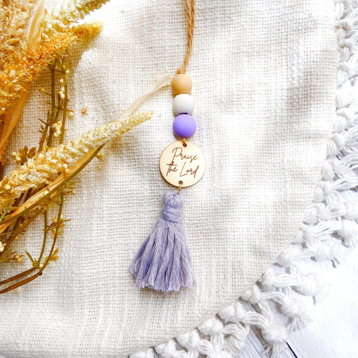 Dark Amber Bible Verse Yarn Tassel Essential Oil Car Diffuser Hanging Charm