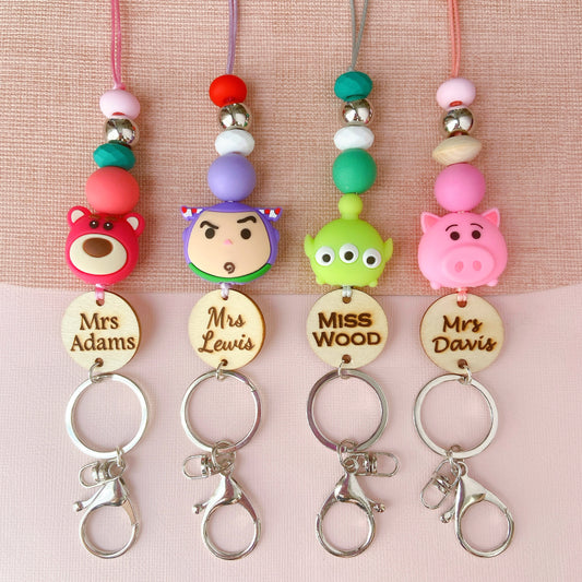 Toy Story Inspired  Personalized Name Teacher ID Key Lanyard