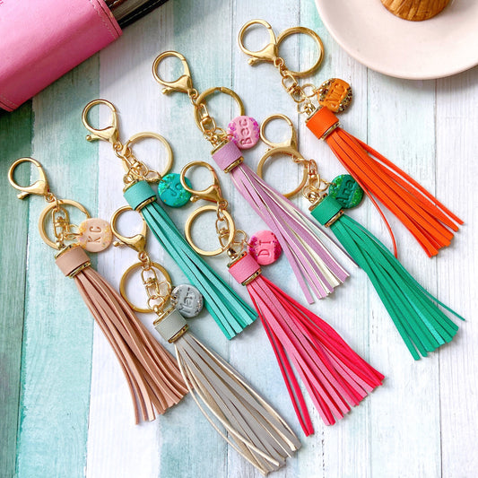 Personalised Tassel Keychain with Custom Initial Charm