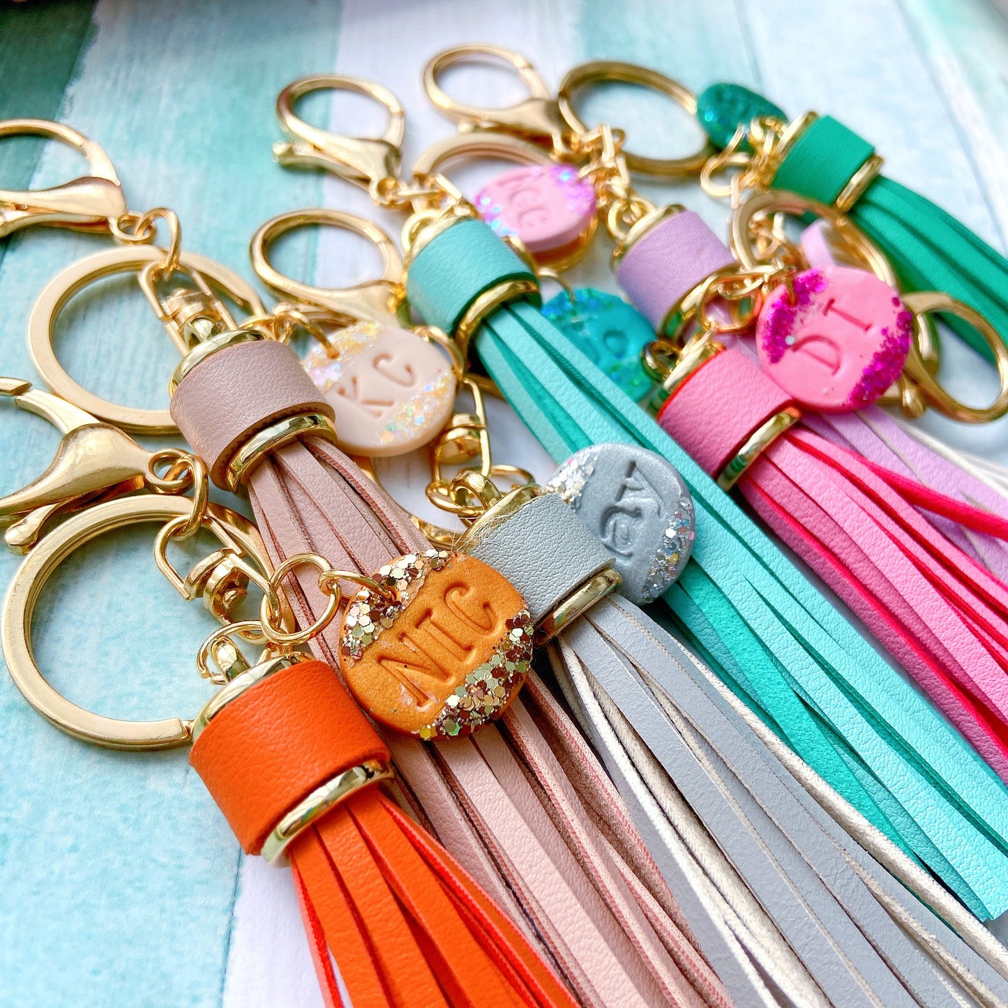 Personalised Tassel Keychain with Custom Initial Charm
