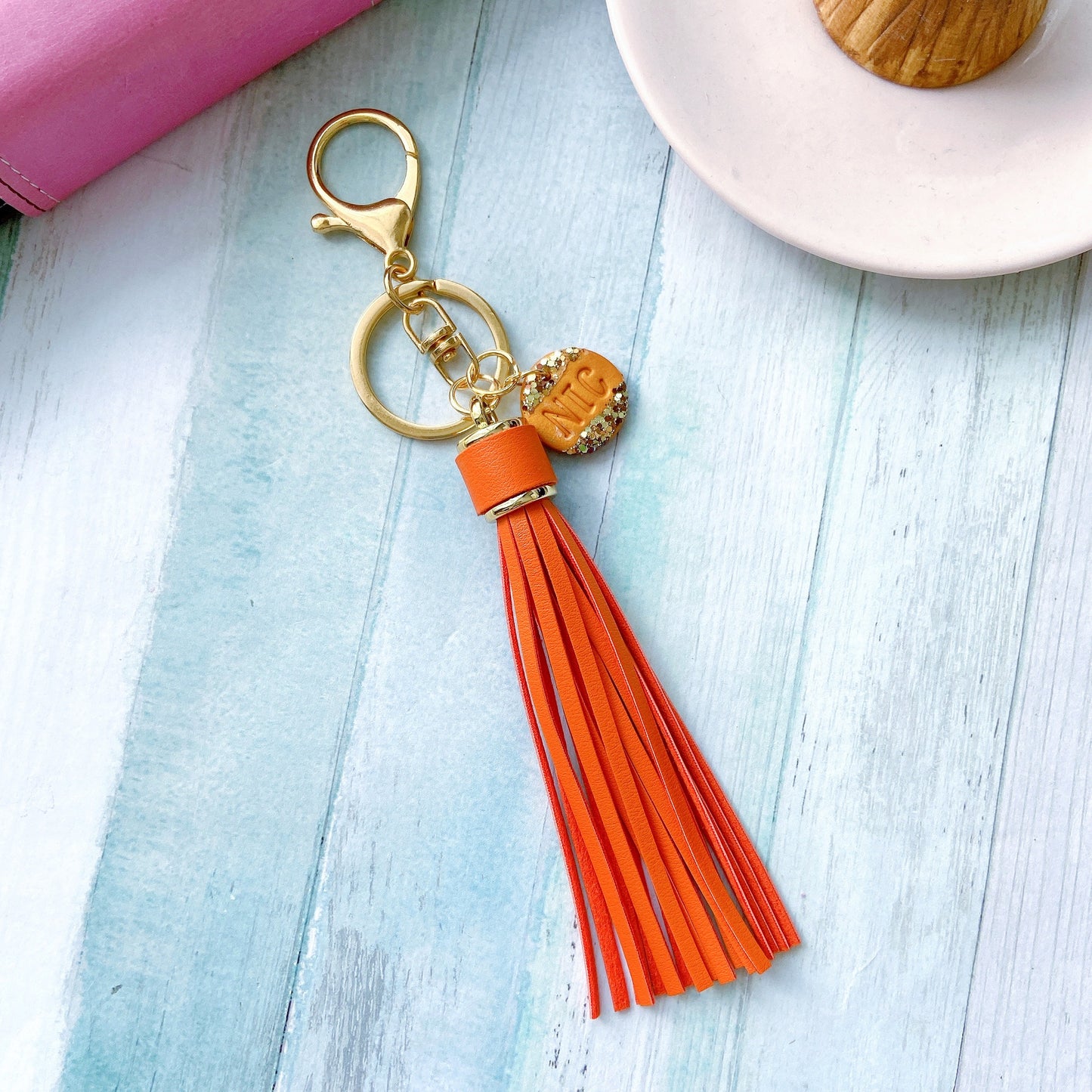 Personalised Tassel Keychain with Custom Initial Charm