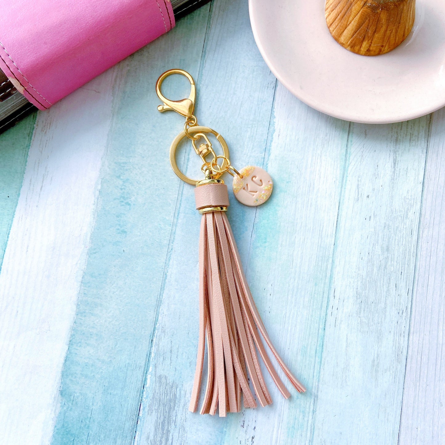 Personalised Tassel Keychain with Custom Initial Charm