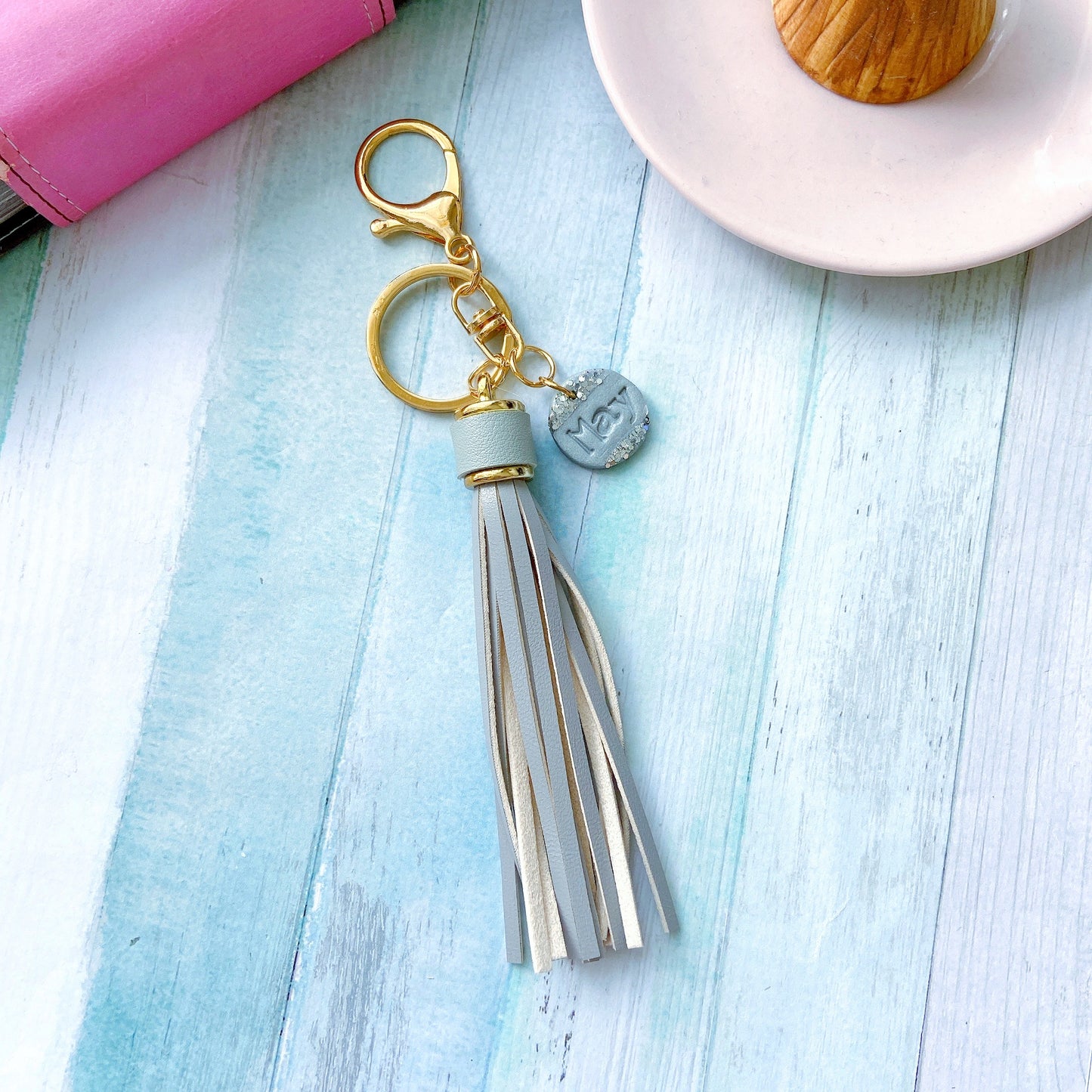 Personalised Tassel Keychain with Custom Initial Charm