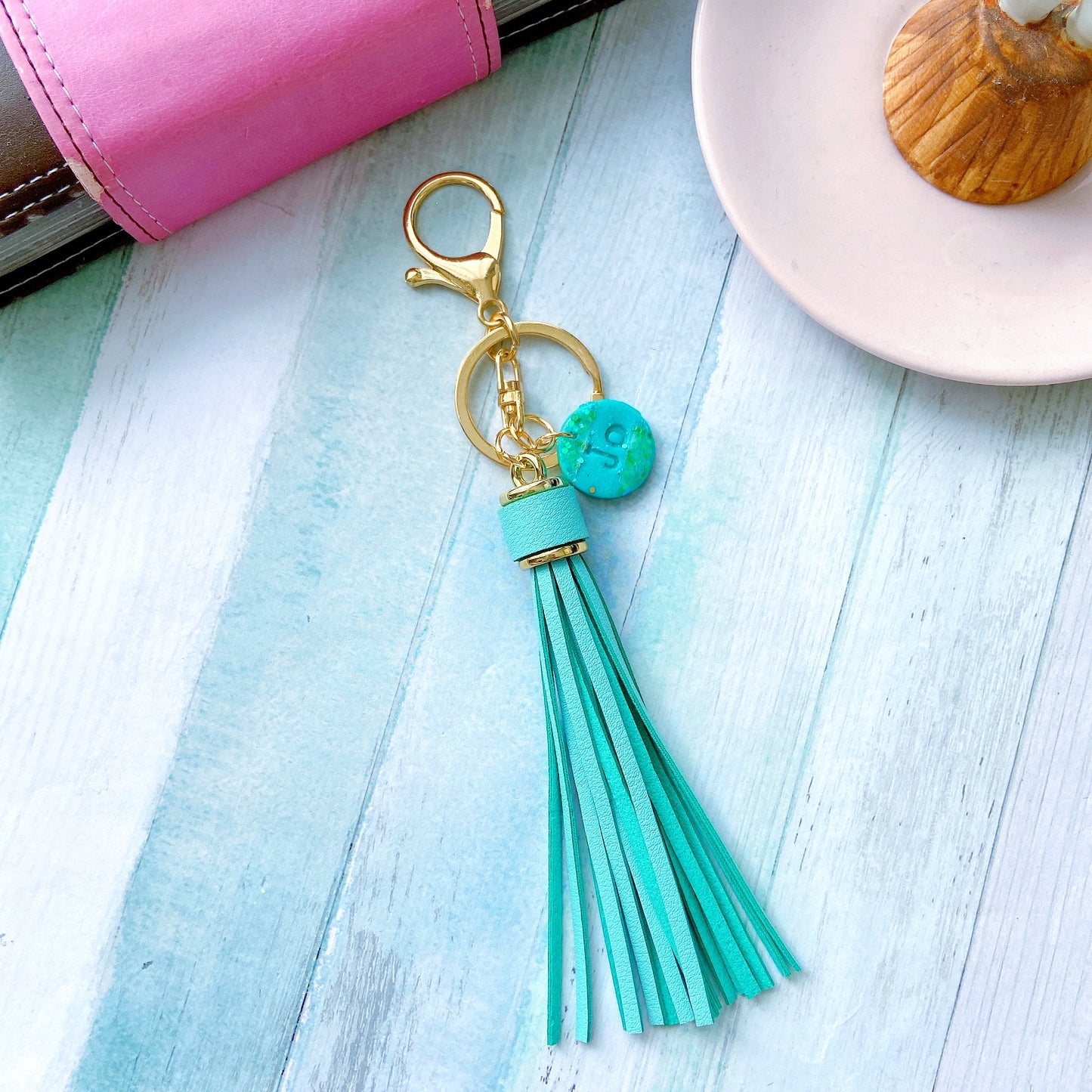 Personalised Tassel Keychain with Custom Initial Charm