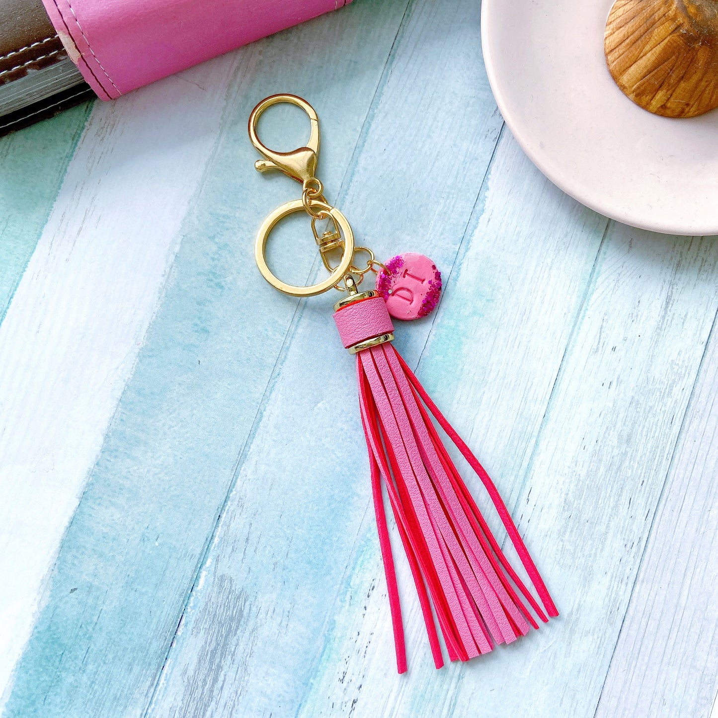 Personalised Tassel Keychain with Custom Initial Charm