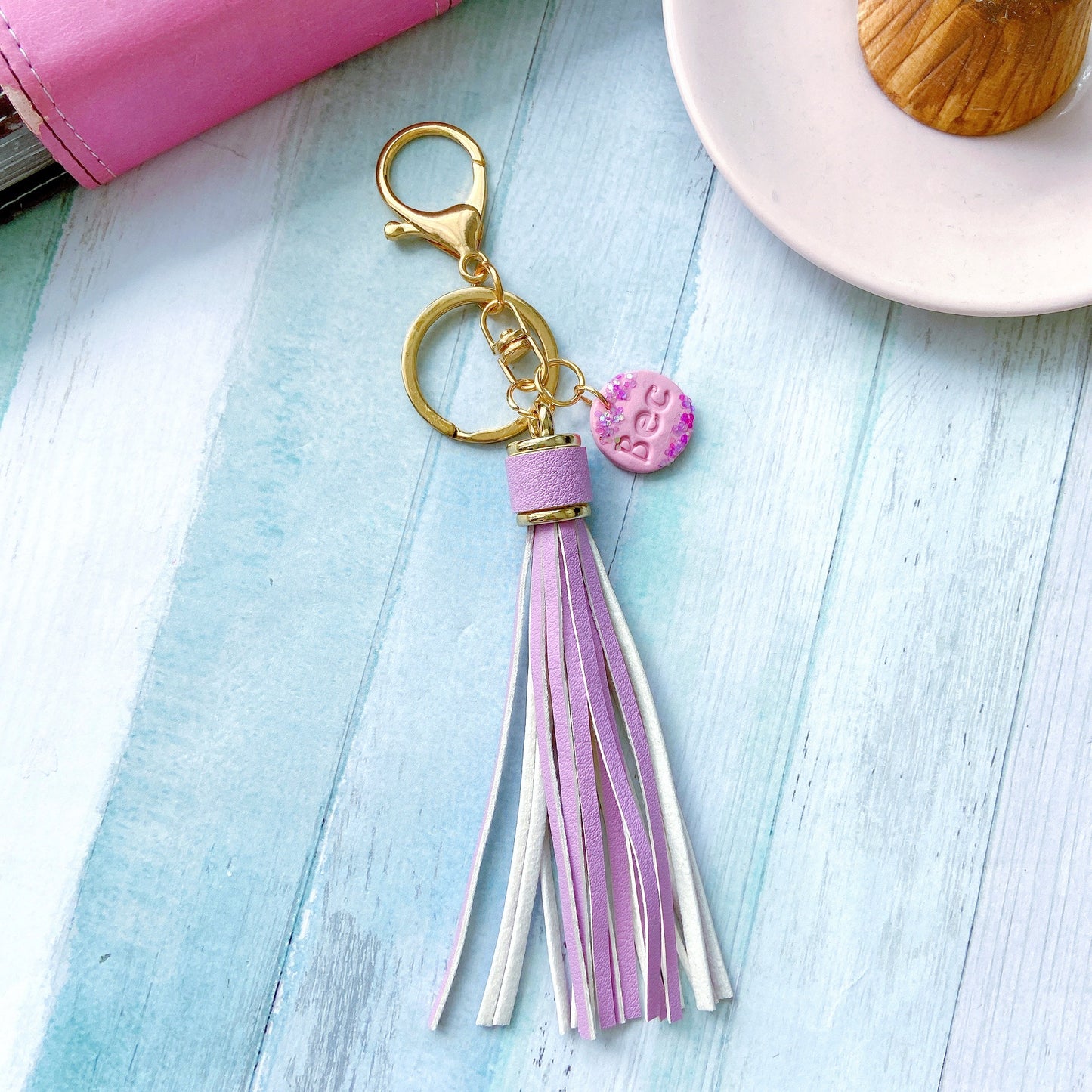 Personalised Tassel Keychain with Custom Initial Charm