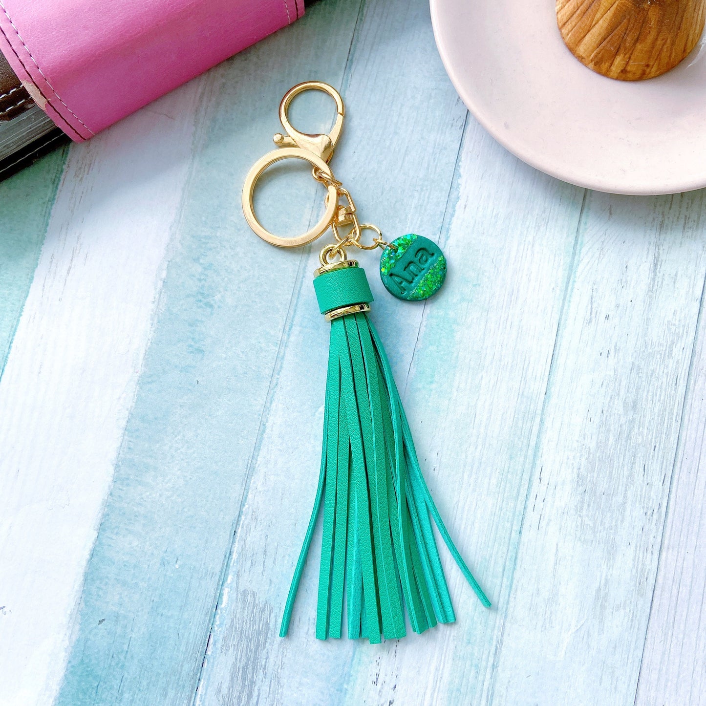 Personalised Tassel Keychain with Custom Initial Charm