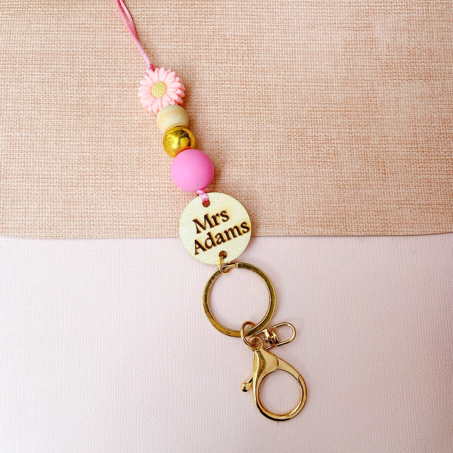 Small Daisy Flower Teacher ID  Key Lanyard