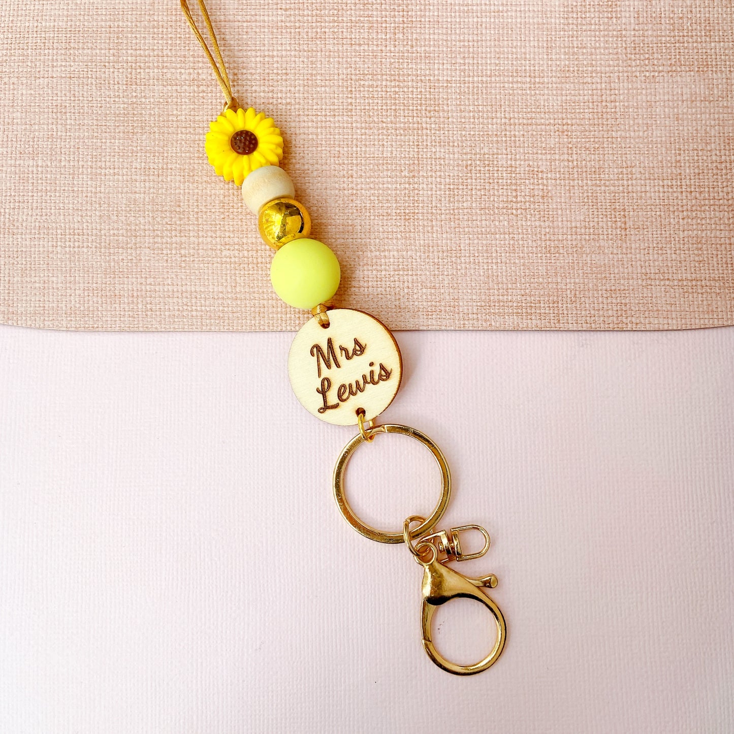 Small Daisy Flower Teacher ID  Key Lanyard