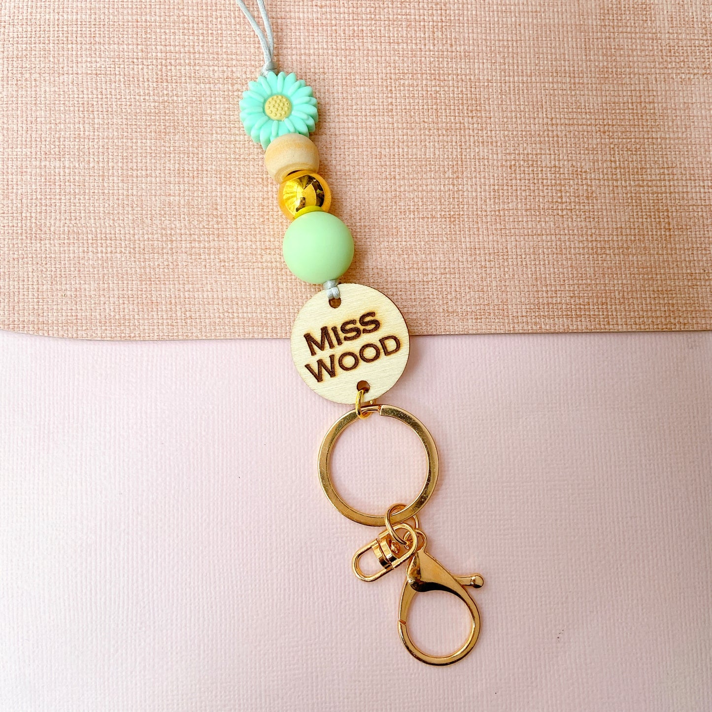 Small Daisy Flower Teacher ID  Key Lanyard