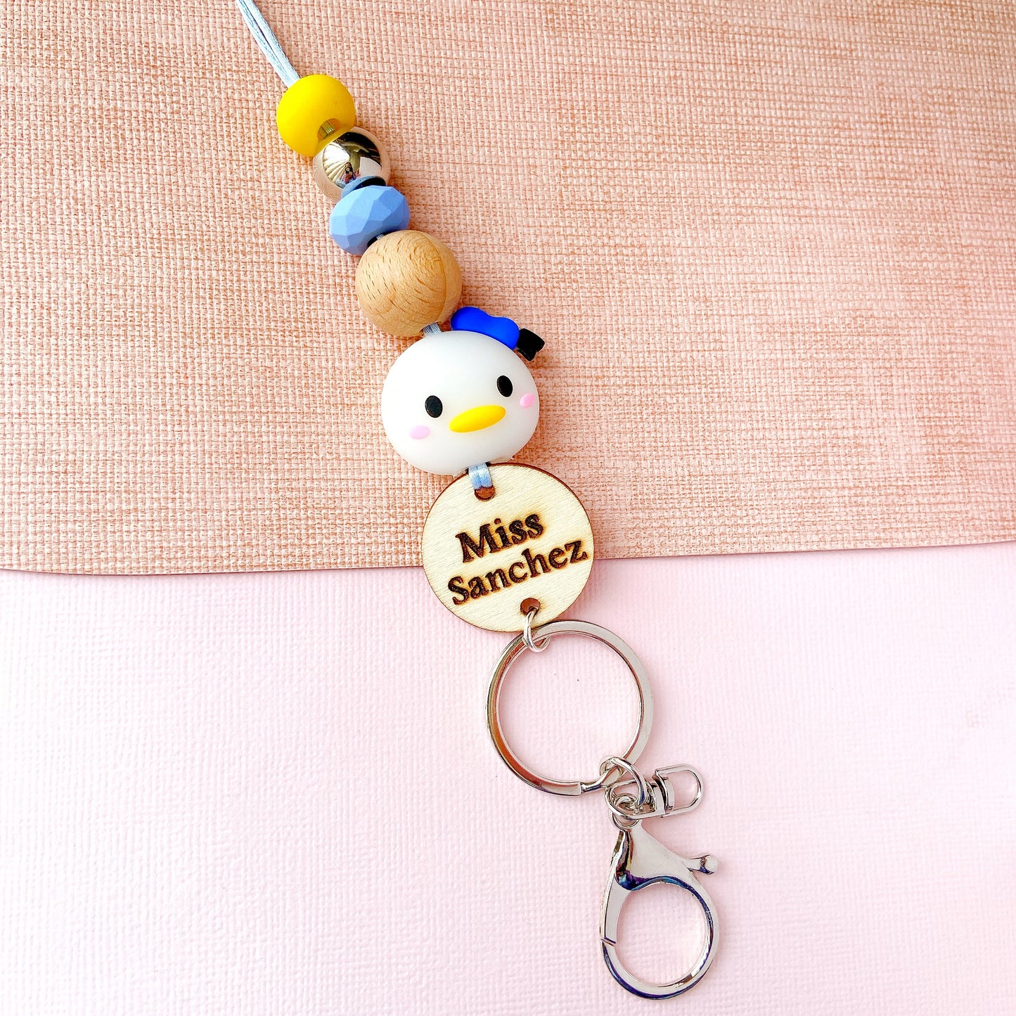 Donald and Daisy Duck  Personalized Name Teacher ID Key Lanyard