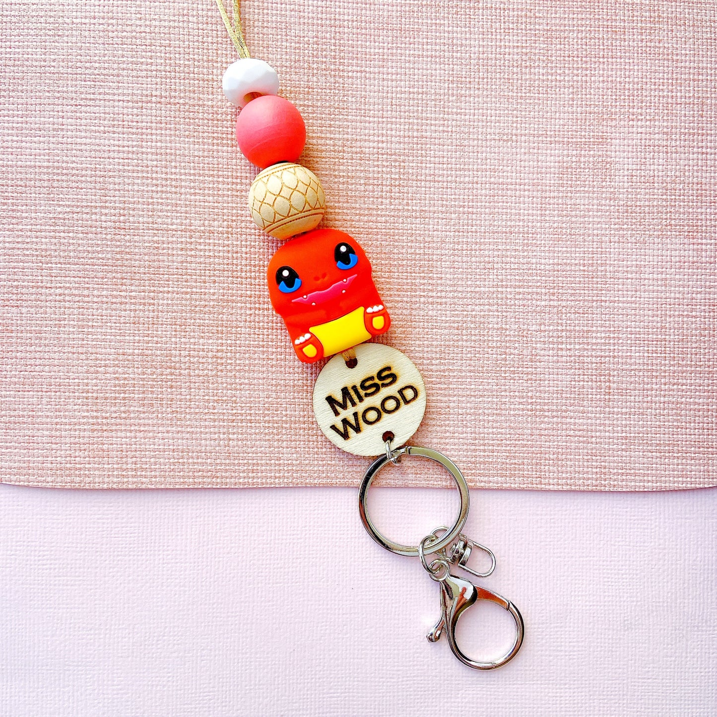 Pokemon Pikachu Inspired  Personalized Name Teacher ID Key Lanyard