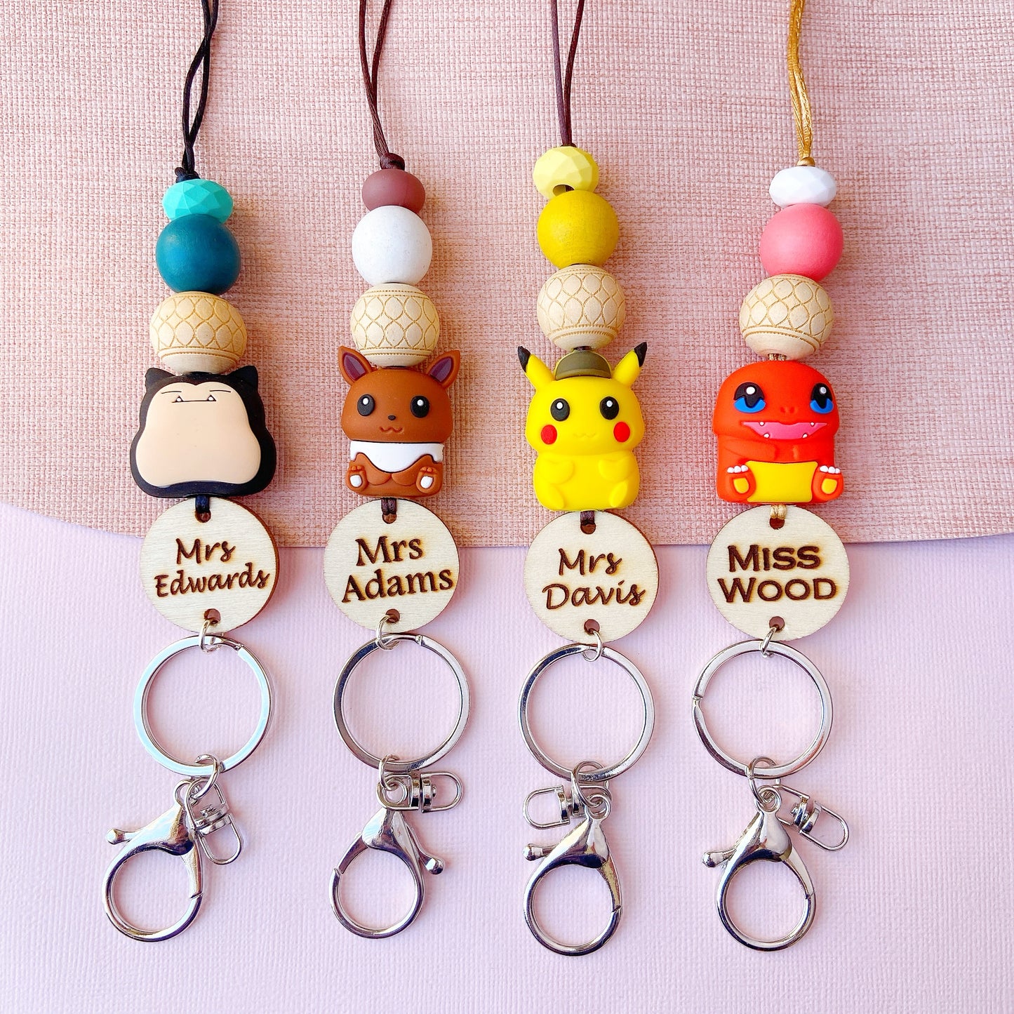 Pokemon Pikachu Inspired  Personalized Name Teacher ID Key Lanyard
