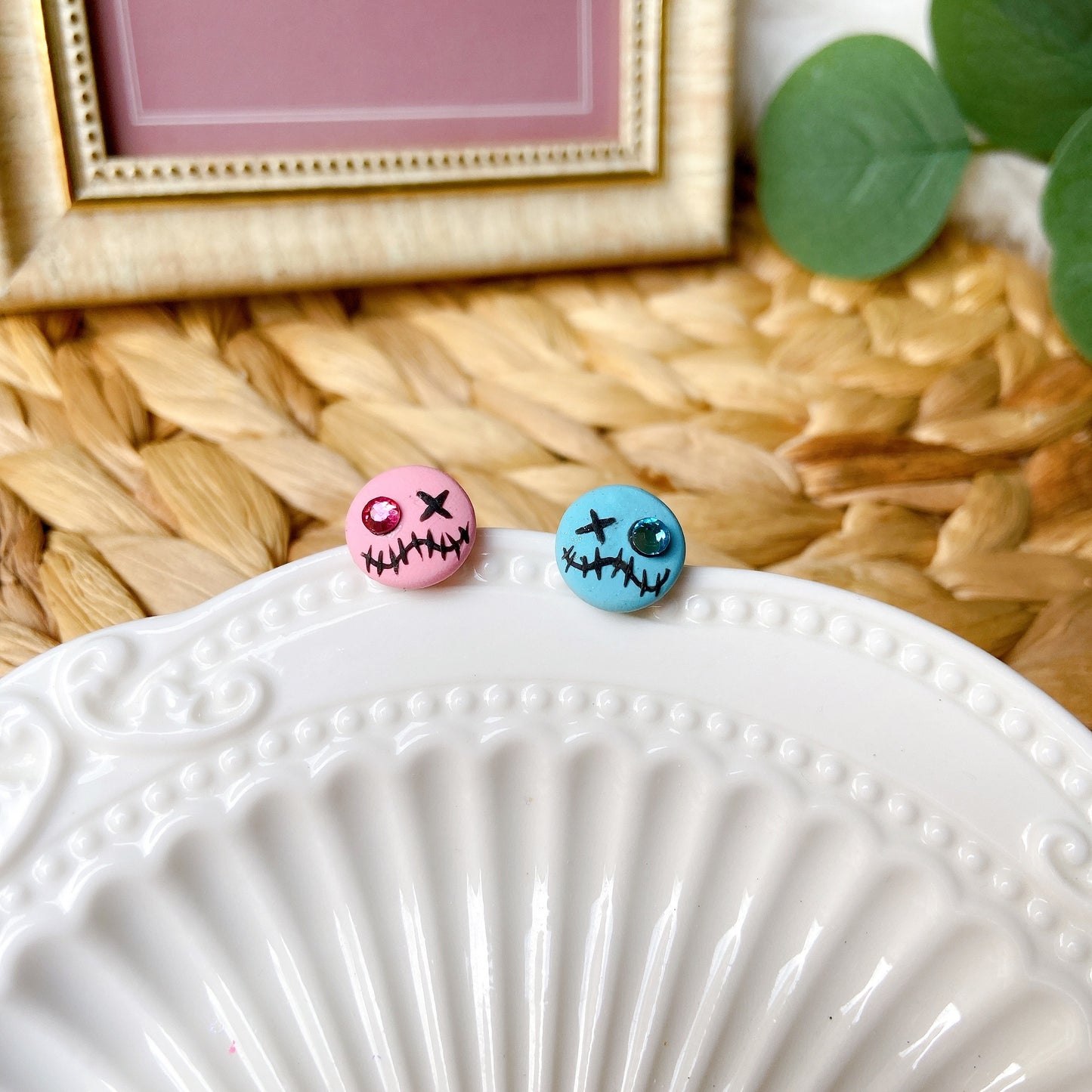 Halloween Rag Doll Polymer Clay Hypoallergenic Stud Earrings