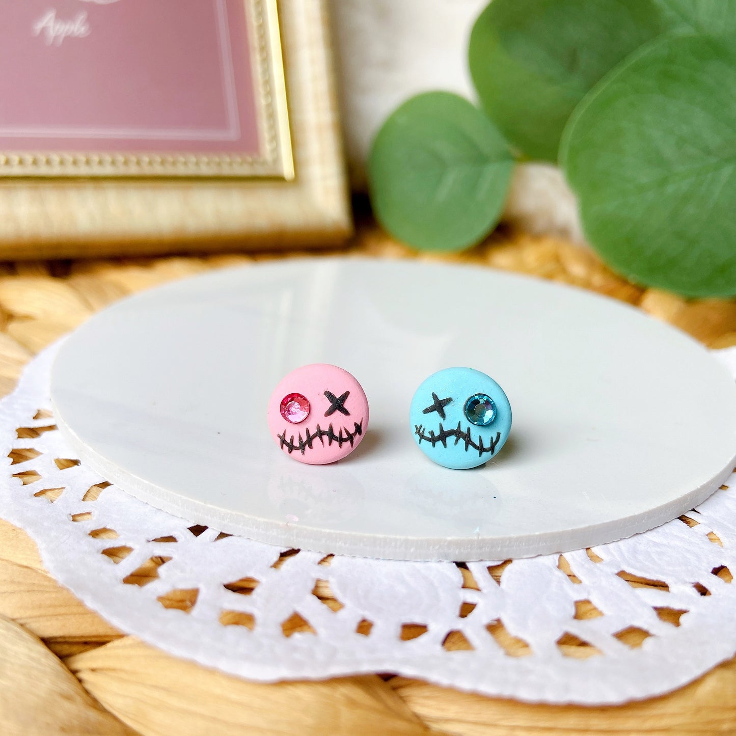 Halloween Rag Doll Polymer Clay Hypoallergenic Stud Earrings