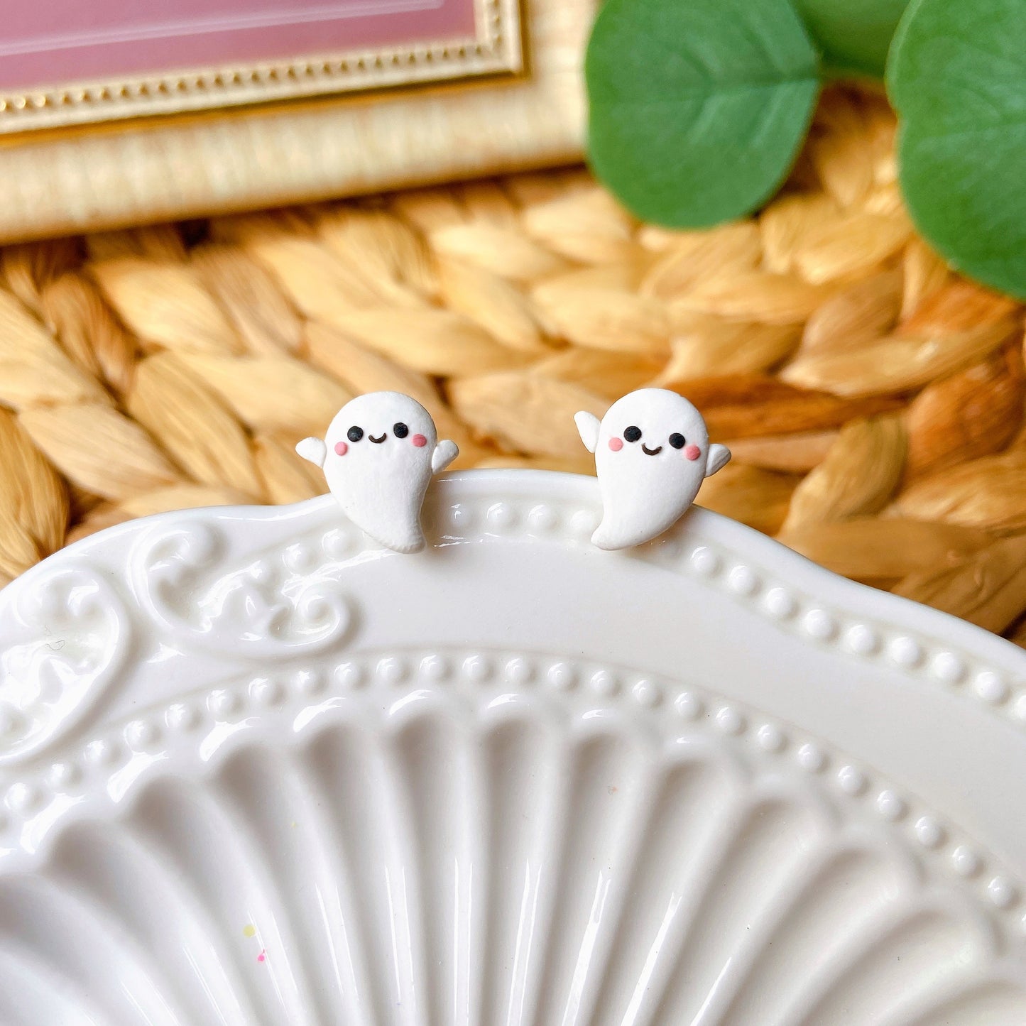 Adorable Halloween Ghost Polymer Clay Hypoallergenic Stud Earrings