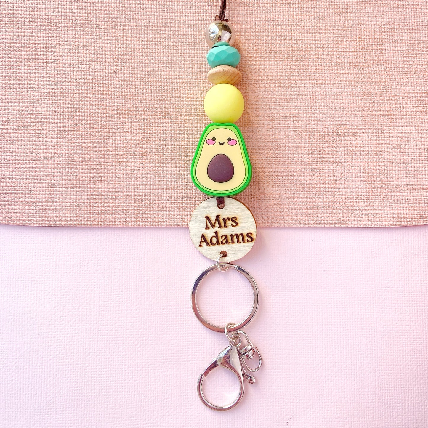 Funny Avocado Personalized Teacher ID Key Lanyard