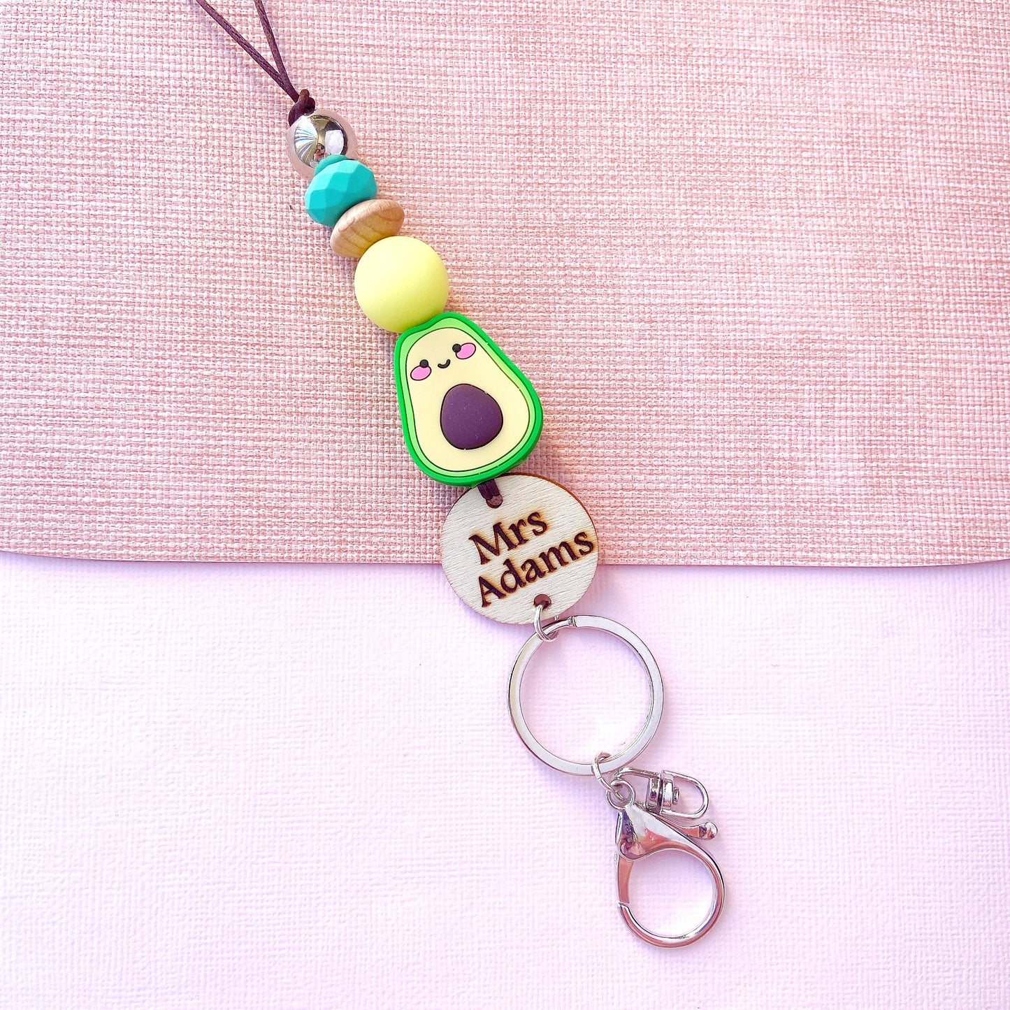 Funny Avocado Personalized Teacher ID Key Lanyard