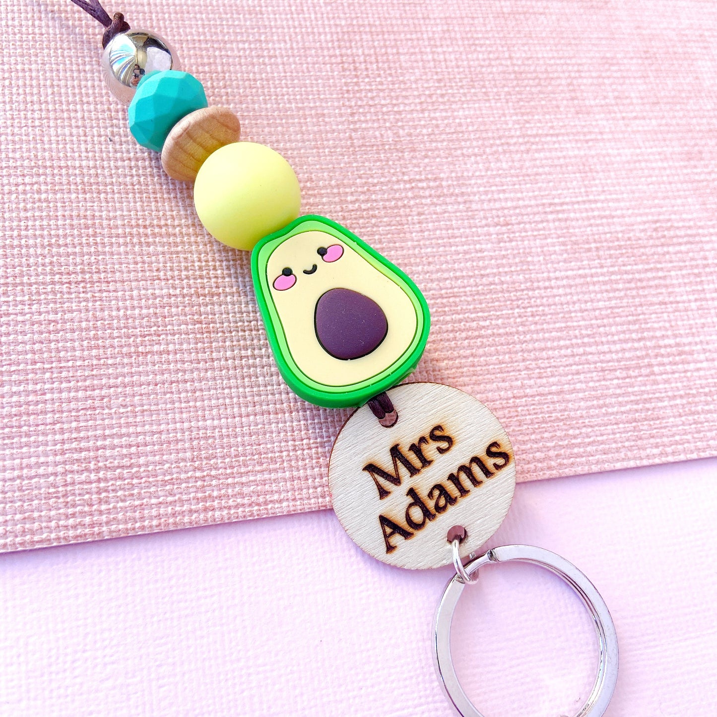 Funny Avocado Personalized Teacher ID Key Lanyard