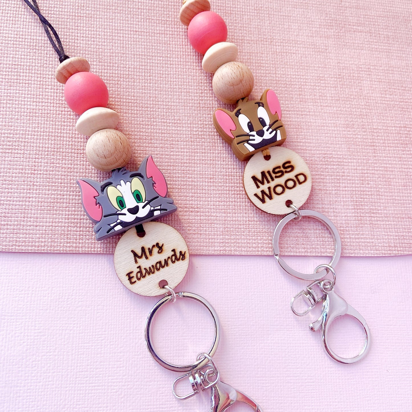 Tom and Jerry Inspired Personalized Name Teacher ID Key Lanyard