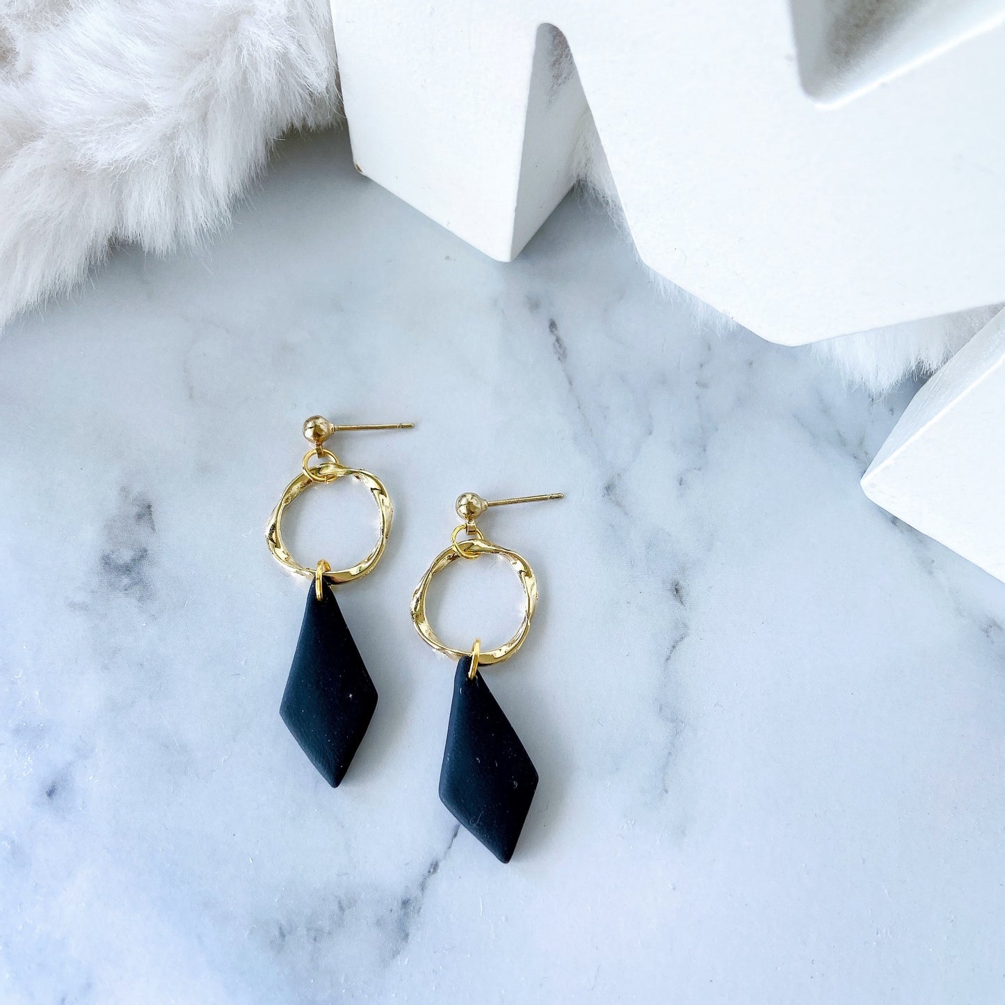 Terracotta Diamond Drop Polymer Clay Earrings – Modern Elegance Collection