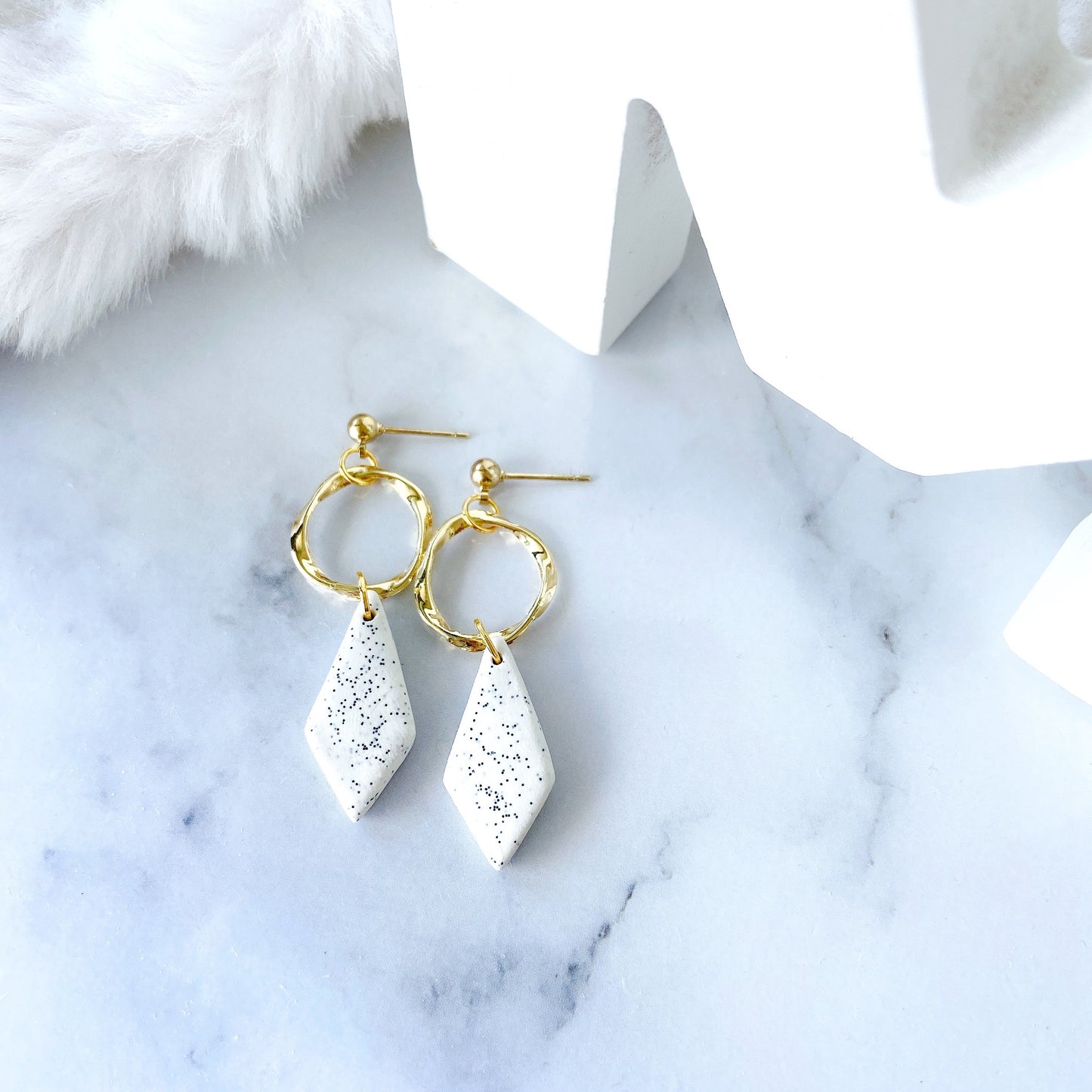 Terracotta Diamond Drop Polymer Clay Earrings – Modern Elegance Collection