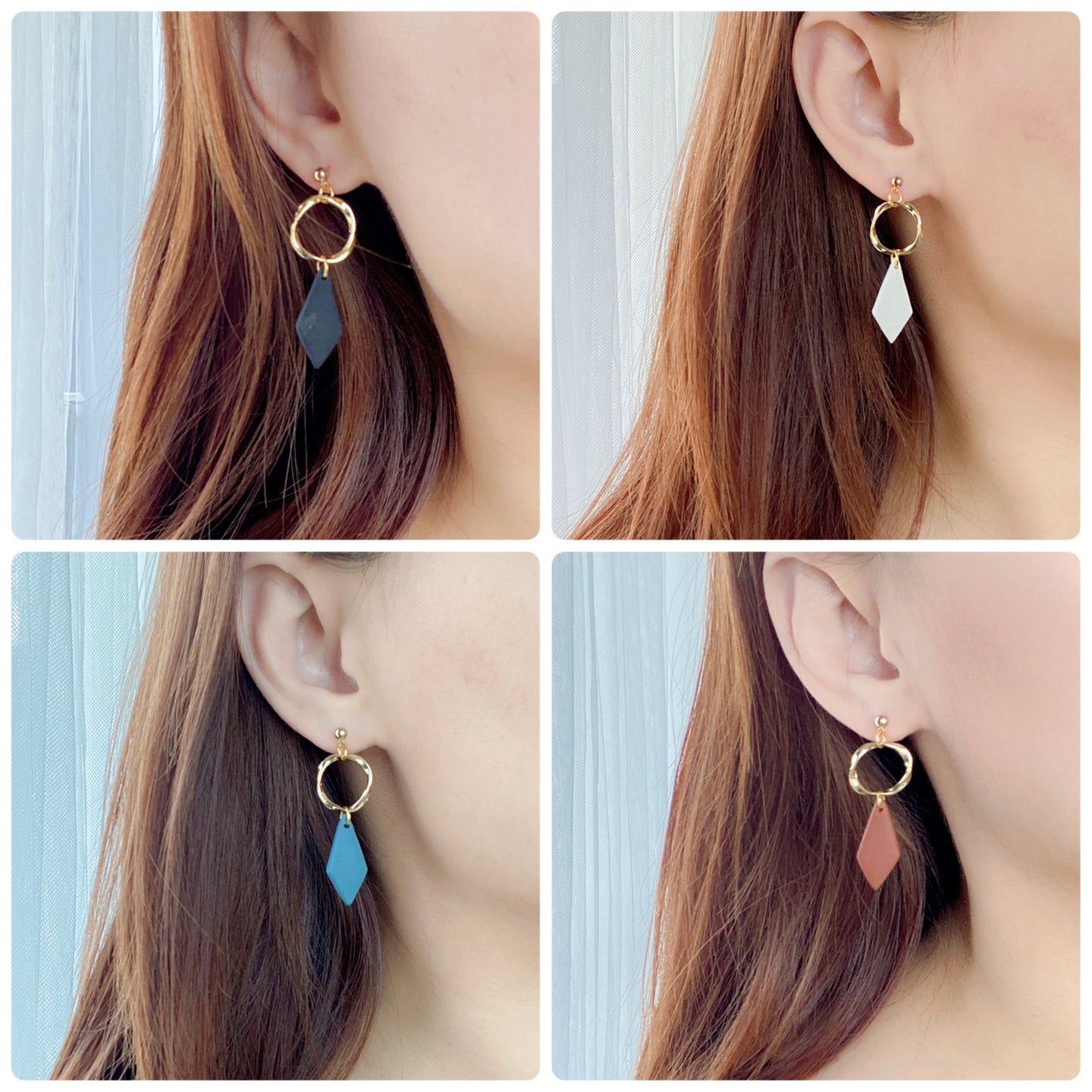 Black Diamond Drop Polymer Clay Earrings – Modern Elegance Collection
