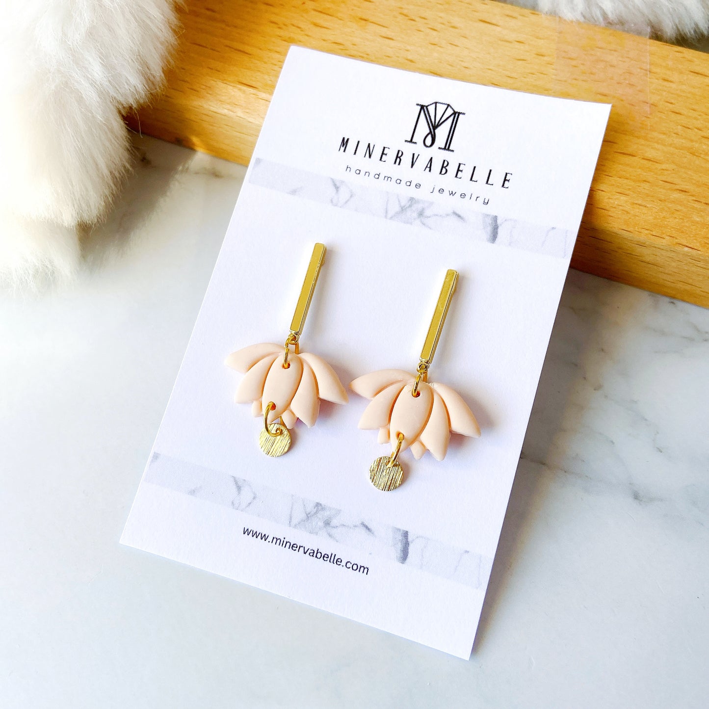 Turquoise Lotus Petal Polymer Clay Earrings – Pastel Collection