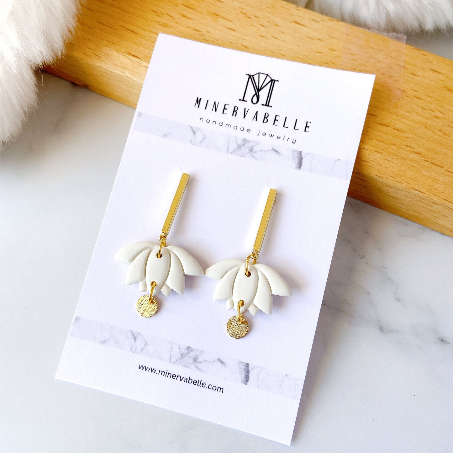 Turquoise Lotus Petal Polymer Clay Earrings – Pastel Collection